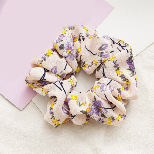 Yellow Floral Print Scrunchie | Ruby and J