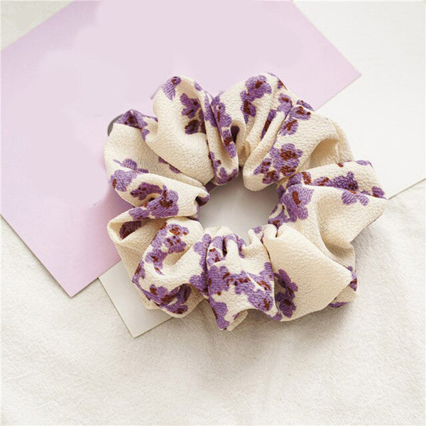 Purple Floral Print Scrunchie | Ruby and J
