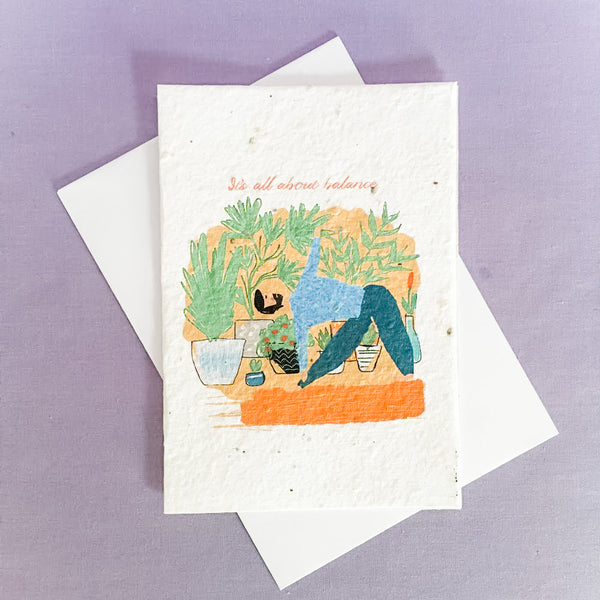 Paper Seed Greeting Card | Triangle Pose | Ruby and J