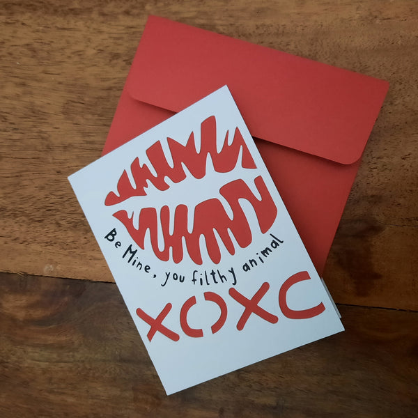 Handmade Valentines Card - Filthy Animal